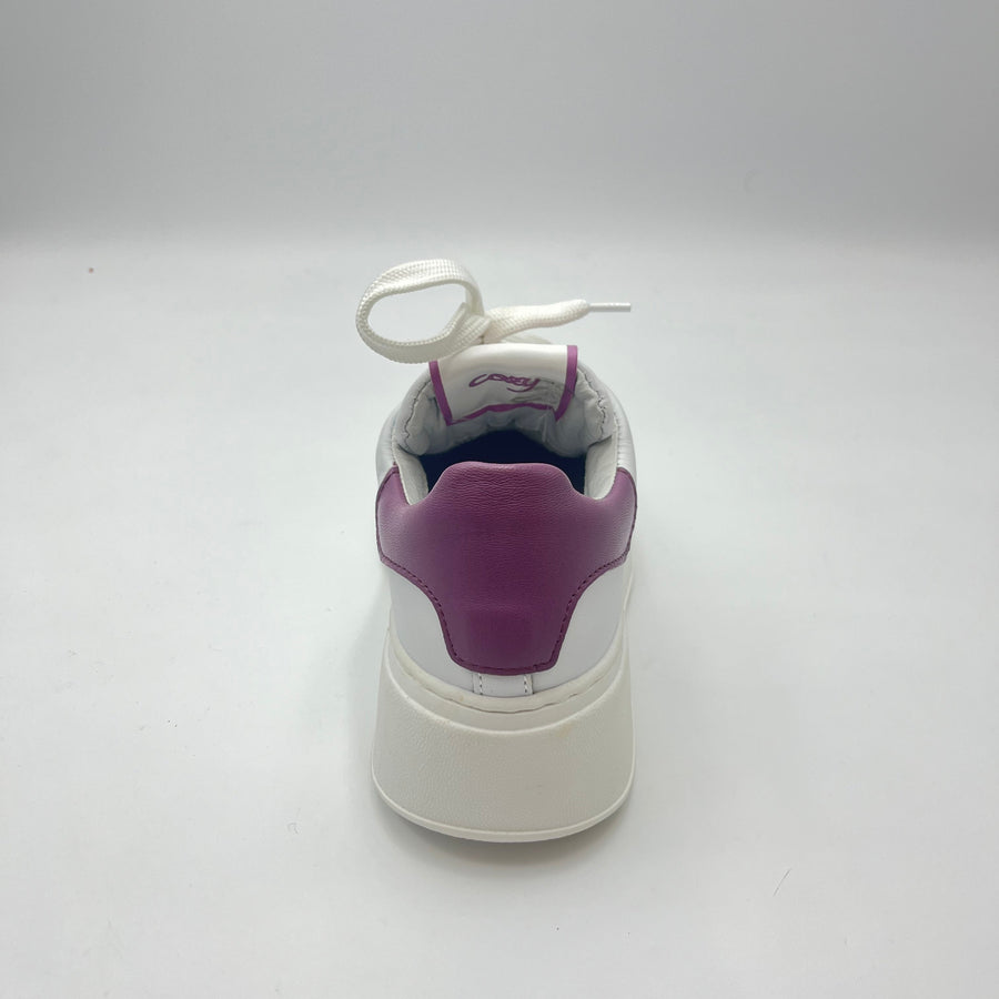 Sneaker Meline - Sneaker Platform Bianca con Logo Gold e Tallone Prugna